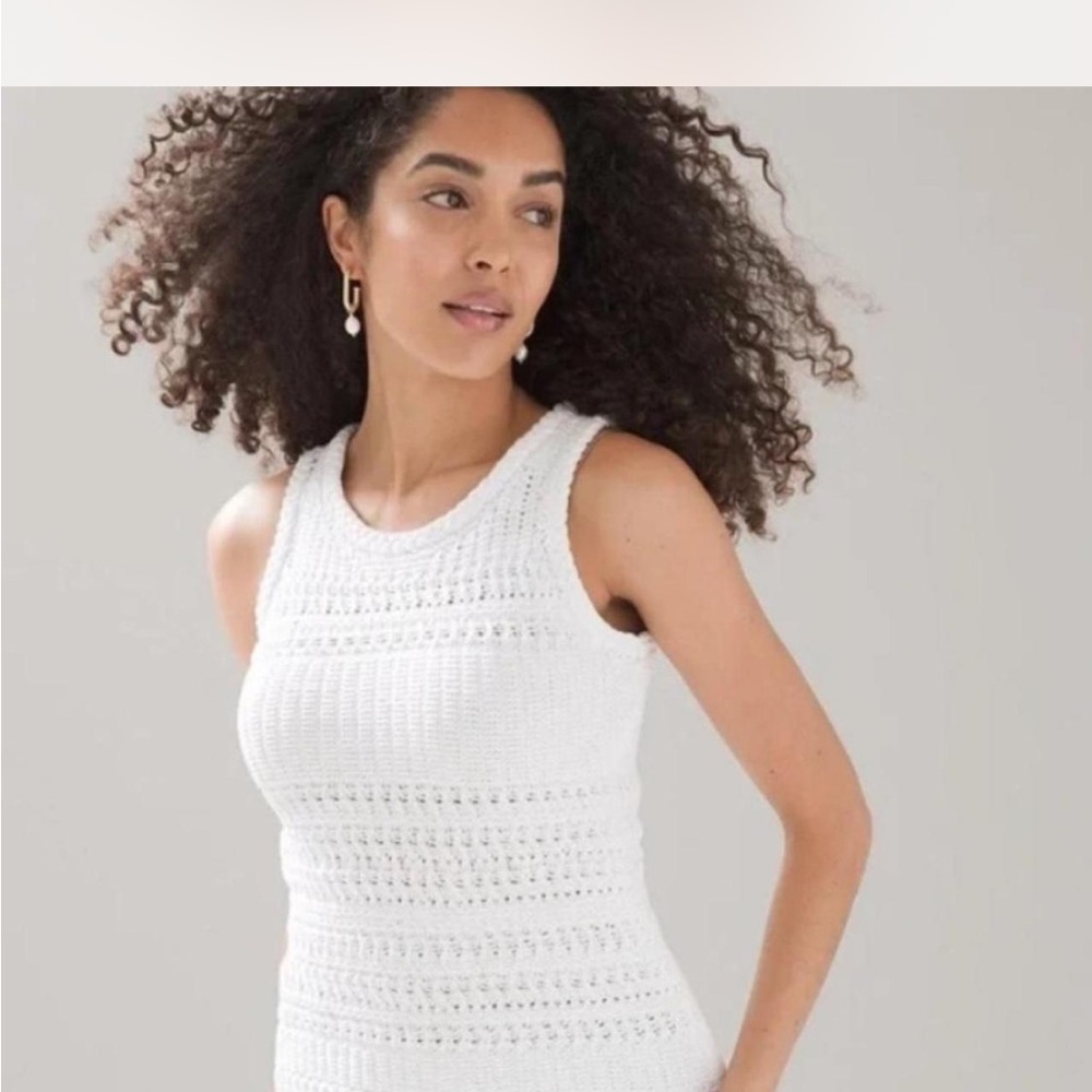 White House Black Market White Knit Tank Top Size S